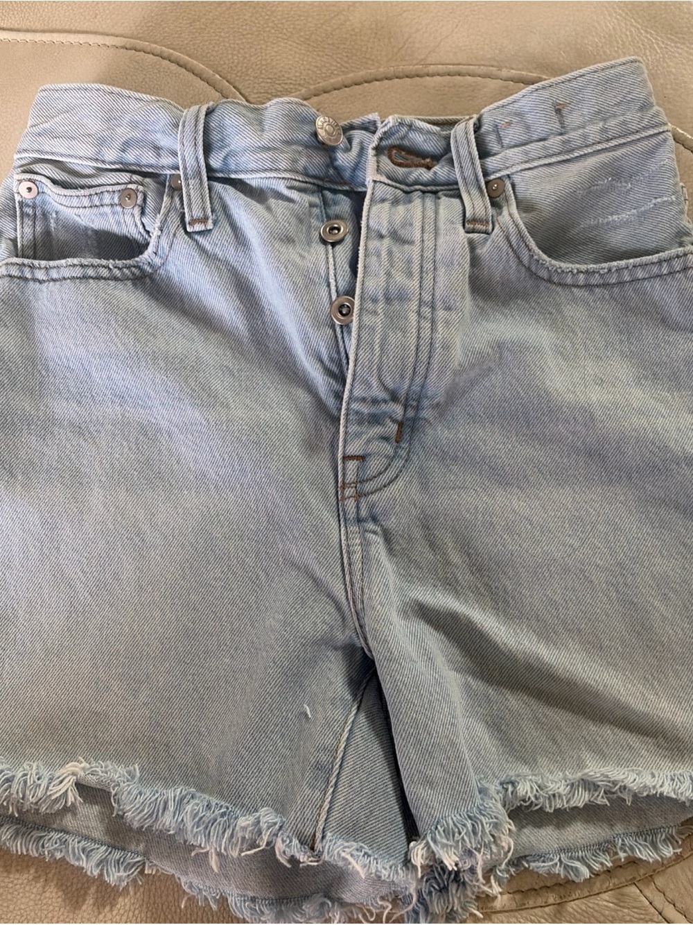Madewell The Mom Jean Shorts Womens 23 Blue Denim Cut Off
